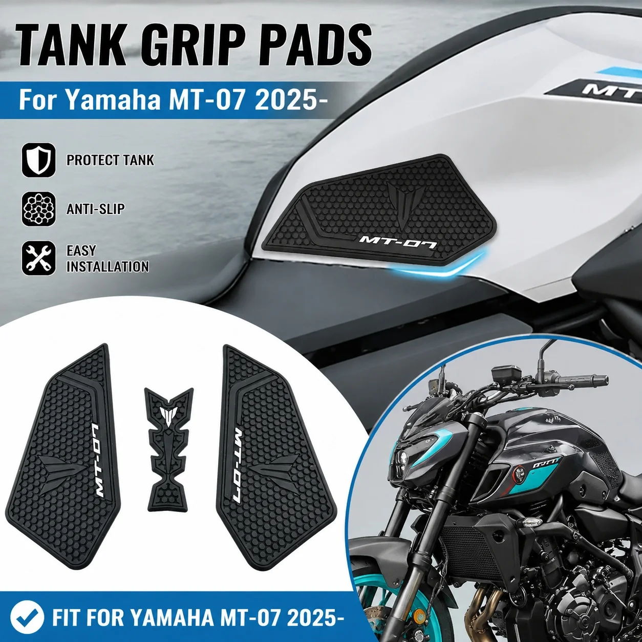  For MT-07 2025 MT07 Motorcycle Rubber Non-slip Sticker Tank Pad Sticker Side Fuel Tank Pad Anti Scratch Decal Waterproof Pad
For MT-07 2025 MT07 Motorcycle Rubber Non-slip Sticker Tank Pad Sticker Side Fuel Tank Pad Anti Scratch Decal Waterproof Pad