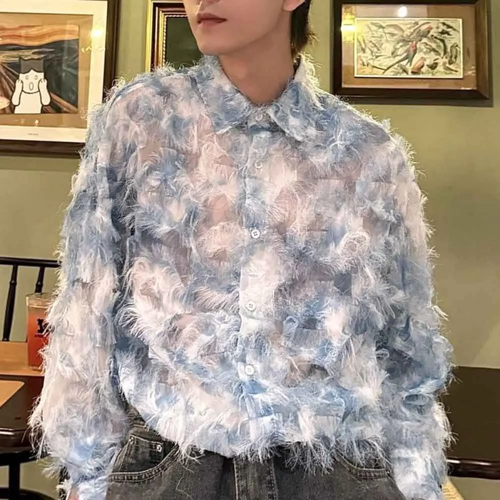 Mens Spring/Summer Tassel Thin Hollow-Out Shirt Streetwear Fashion Niche Y2k Nightclub Stage Performance Top Men'S Clothing 2025
Mens Spring/Summer Tassel Thin Hollow-Out Shirt Streetwear Fashion Niche Y2k Nightclub Stage Performance Top Men'S Clothing 2025