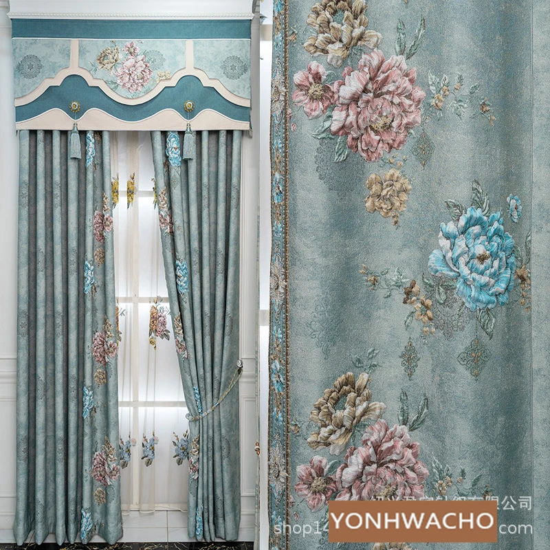 Custom 3D relief French living room thick luxury jacquard blue cloth blackout curtain tulle valance drape C1606
Custom 3D relief French living room thick luxury jacquard blue cloth blackout curtain tulle valance drape C1606