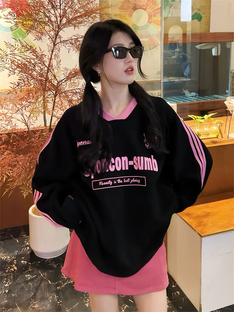 Retro American Striped Long Sve V-Ne Letter Print Sweatirt Women's Early Autumn Versatile Hoodie Loose Fit Polyester C...
Retro American Striped Long Sve V-Ne Letter Print Sweatirt Women's Early Autumn Versatile Hoodie Loose Fit Polyester C...
