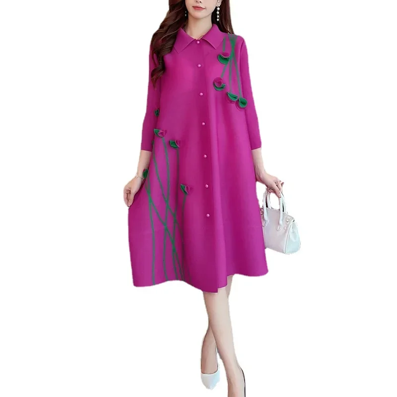 Pleated Large Size Dress New 2023 Autumn Dress Lapel Print Loose Large Size Thin Single-breasted Cardigan Dresses
Pleated Large Size Dress New 2023 Autumn Dress Lapel Print Loose Large Size Thin Single-breasted Cardigan Dresses