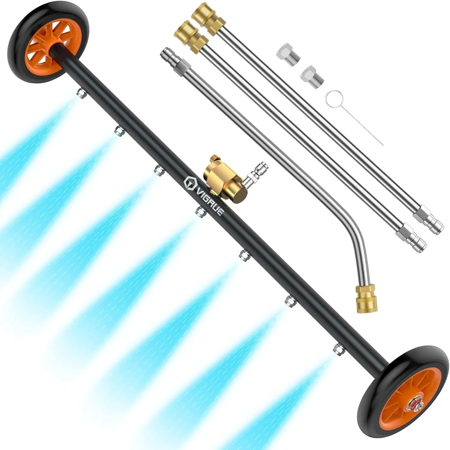 2-in-1 Undercarriage Pressure Washer Attachment, 24 Inch Water Broom with 7 Nozzles & Extension Wands, 4000 PSI
2-in-1 Undercarriage Pressure Washer Attachment, 24 Inch Water Broom with 7 Nozzles & Extension Wands, 4000 PSI