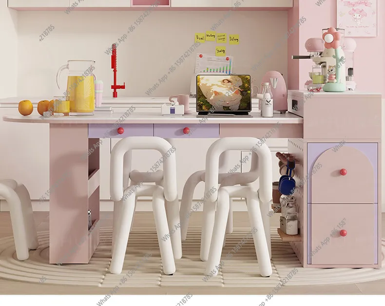 Pink telescopic island table integrated dining bar table storage rock slab table modern furniture
Pink telescopic island table integrated dining bar table storage rock slab table modern furniture