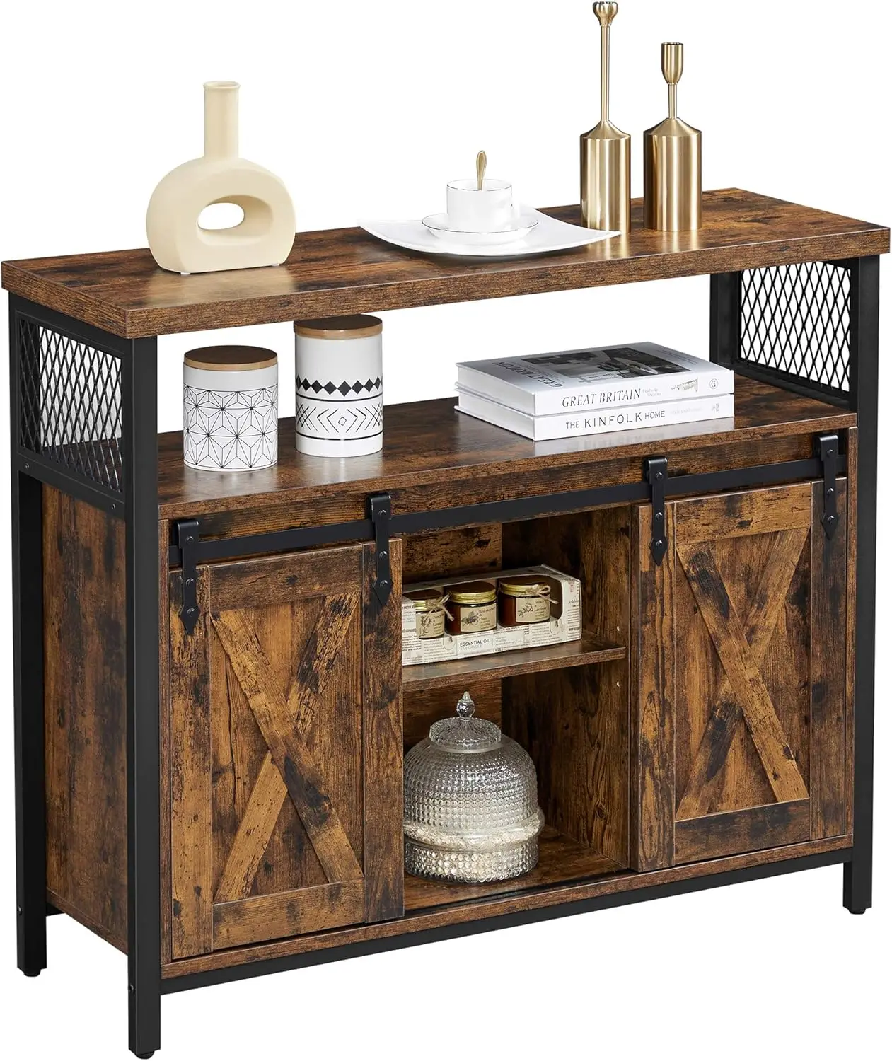 Storage Cabinet, Sideboard with 2 Sliding Barn Doors, Adjustable Shelves, 13 x 39.4 x 31.5 Inches, for Living Room, Rustic Brown
Storage Cabinet, Sideboard with 2 Sliding Barn Doors, Adjustable Shelves, 13 x 39.4 x 31.5 Inches, for Living Room, Rustic Brown
