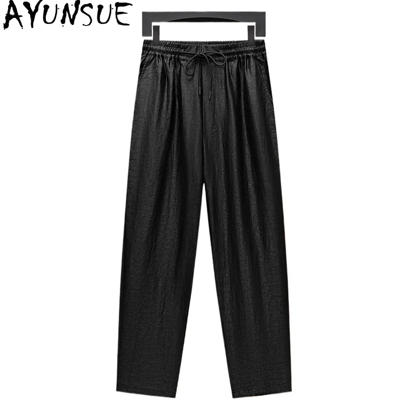AYUNSUE Luxury 100% Real Mulberry Silk Pants for Man 2026 High-end Watered Gauze Straight Pants Casual Elastic Waist Trousers
AYUNSUE Luxury 100% Real Mulberry Silk Pants for Man 2026 High-end Watered Gauze Straight Pants Casual Elastic Waist Trousers