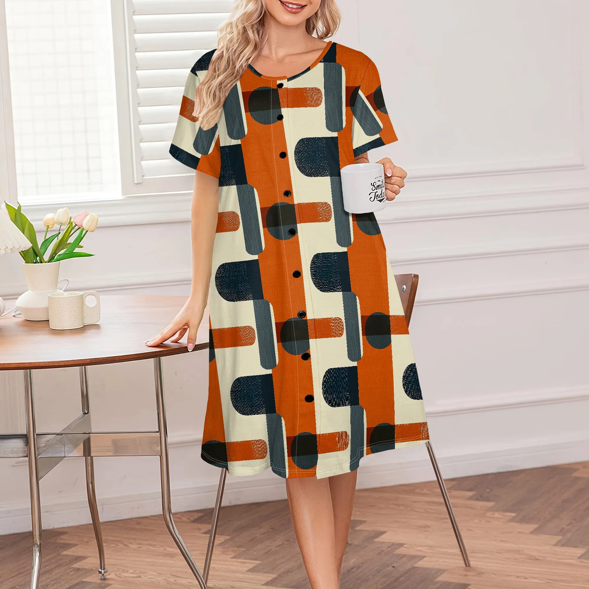 Geometric Print Plus Size Dress Women's Casual Button-Down Summer Dress S-3XL Bold Daywear or Casual Chic
Geometric Print Plus Size Dress Women's Casual Button-Down Summer Dress S-3XL Bold Daywear or Casual Chic