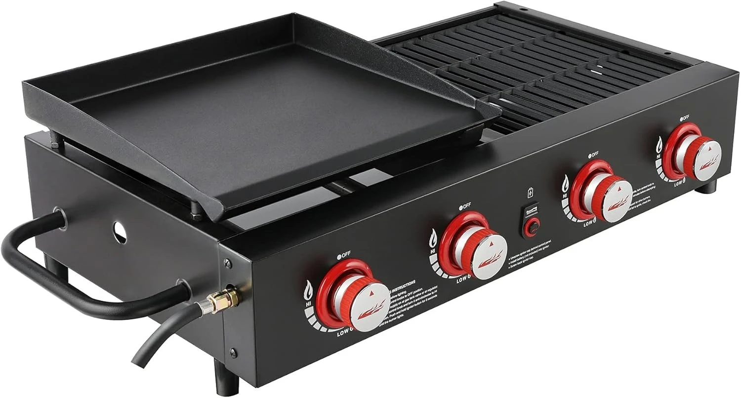 GD4002T 4-Burner Tailgater Grill and Griddle Combo, Portable Flat Top Propane Gas Grill with 40,000 BTUs Output
GD4002T 4-Burner Tailgater Grill and Griddle Combo, Portable Flat Top Propane Gas Grill with 40,000 BTUs Output