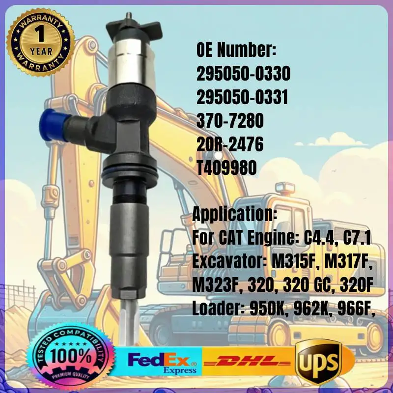 295050-0330 295050-0331 20R-2476 370-7280 T409980 Common Rail Fuel Injector 3707280 20R2476 for Caterpillar CAT Engine C4.4 C7.1
295050-0330 295050-0331 20R-2476 370-7280 T409980 Common Rail Fuel Injector 3707280 20R2476 for Caterpillar CAT Engine C4.4 C7.1