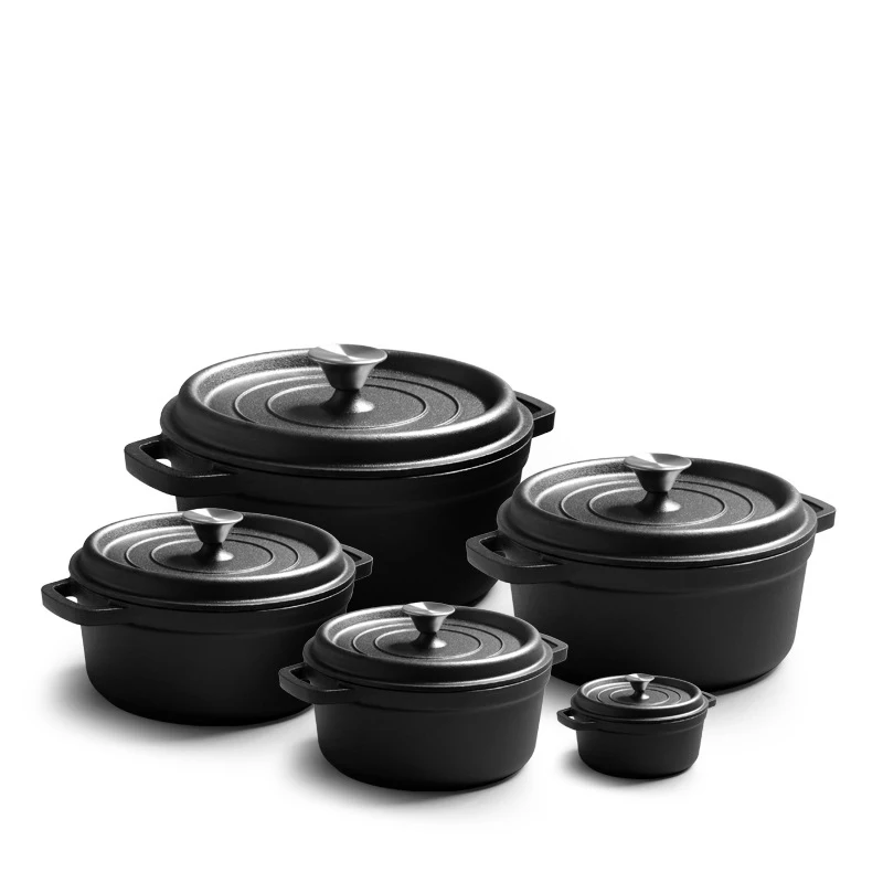 Factory Best-selling 10-28cm Black Cast Iron Seafood Cooking Stew Pot Uncoated Double Ear Soup Pot With Lid
Factory Best-selling 10-28cm Black Cast Iron Seafood Cooking Stew Pot Uncoated Double Ear Soup Pot With Lid