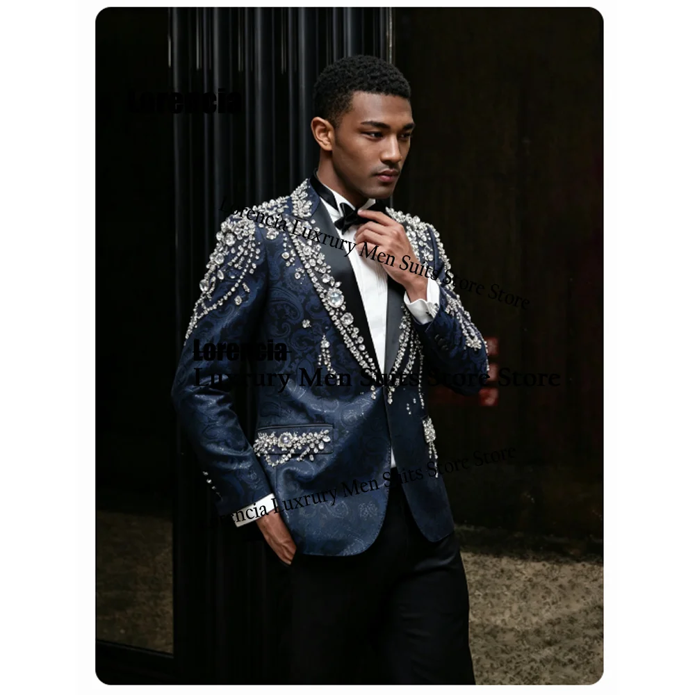 Customized High Quality Rhinestone Jacquard Men Suits Wedding Tuxedos Graceful Slim Ropa hombre 2 Pieces Sets Groom Male Blazers
Customized High Quality Rhinestone Jacquard Men Suits Wedding Tuxedos Graceful Slim Ropa hombre 2 Pieces Sets Groom Male Blazers
