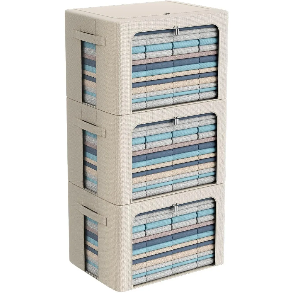3Pack Frame Storage Box - with Clear Window & Carry Handles Large Capacity Beige, Extra Large-100L Foldable Storage Bags
3Pack Frame Storage Box - with Clear Window & Carry Handles Large Capacity Beige, Extra Large-100L Foldable Storage Bags