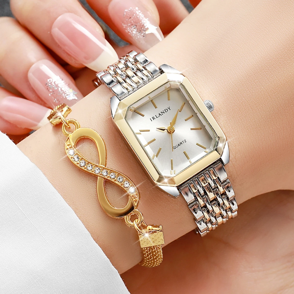 2PCS Elegant Rectangle Women Watches Rhinestone Bracelets Set Fashion Ladies Quartz Wristwatch Reloj Mujer (Without Box)
2PCS Elegant Rectangle Women Watches Rhinestone Bracelets Set Fashion Ladies Quartz Wristwatch Reloj Mujer (Without Box)