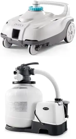 ZX100 Automatic Pressure Side Swimming Pool Cleaner with 26679EG 2,150-GPH 16" Krystal Clear Saltwater System and Sand
ZX100 Automatic Pressure Side Swimming Pool Cleaner with 26679EG 2,150-GPH 16" Krystal Clear Saltwater System and Sand
