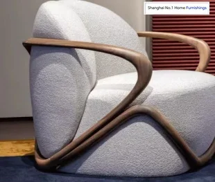 Casual fabric chair Living room reception ash wood hug Designer single armrest sofa
Casual fabric chair Living room reception ash wood hug Designer single armrest sofa