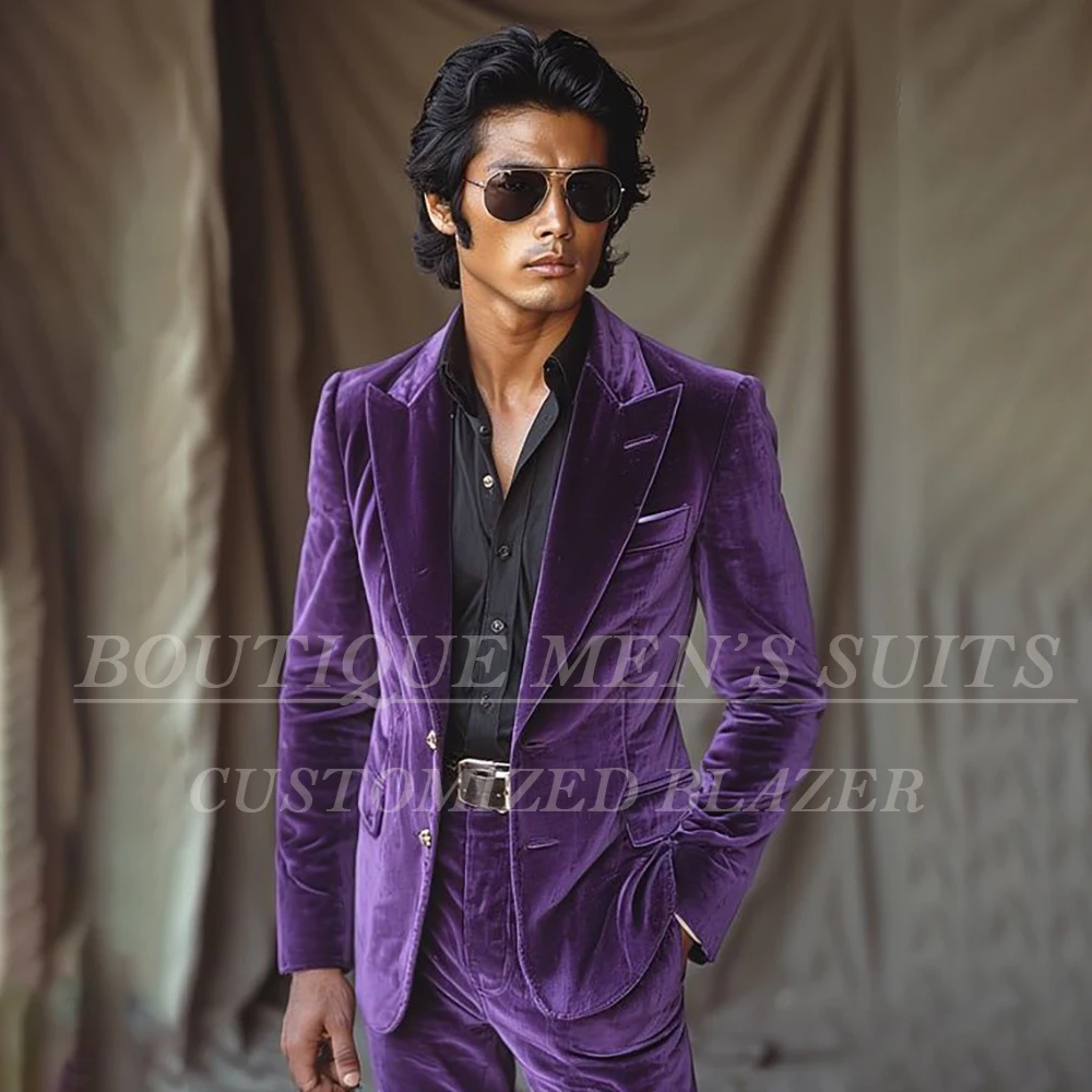 Gentlemen Velvet Men's Suits Skinny Slim Fit Outfits Bespoke Single Breasted Peak Lapel Wedding 2 Piece Jacket Pants Full Sets
Gentlemen Velvet Men's Suits Skinny Slim Fit Outfits Bespoke Single Breasted Peak Lapel Wedding 2 Piece Jacket Pants Full Sets