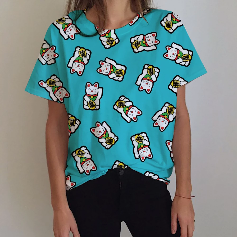 Summer Lucky Cat3D printed T-shirt for women's street wear, casual and fashionable Y2k short sleeved T-shirt, O-neck T-shirt, to
Summer Lucky Cat3D printed T-shirt for women's street wear, casual and fashionable Y2k short sleeved T-shirt, O-neck T-shirt, to