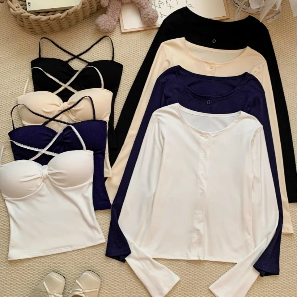 Милый комплект из двух предметов, кардиган, длинный жилет с плавающими ремнями Sve, утягивающий жилет с накладкой на грудь, женская модная осенняя одежда
Милый комплект из двух предметов, кардиган, длинный жилет с плавающими ремнями Sve, утягивающий жилет с накладкой на грудь, женская модная осенняя одежда