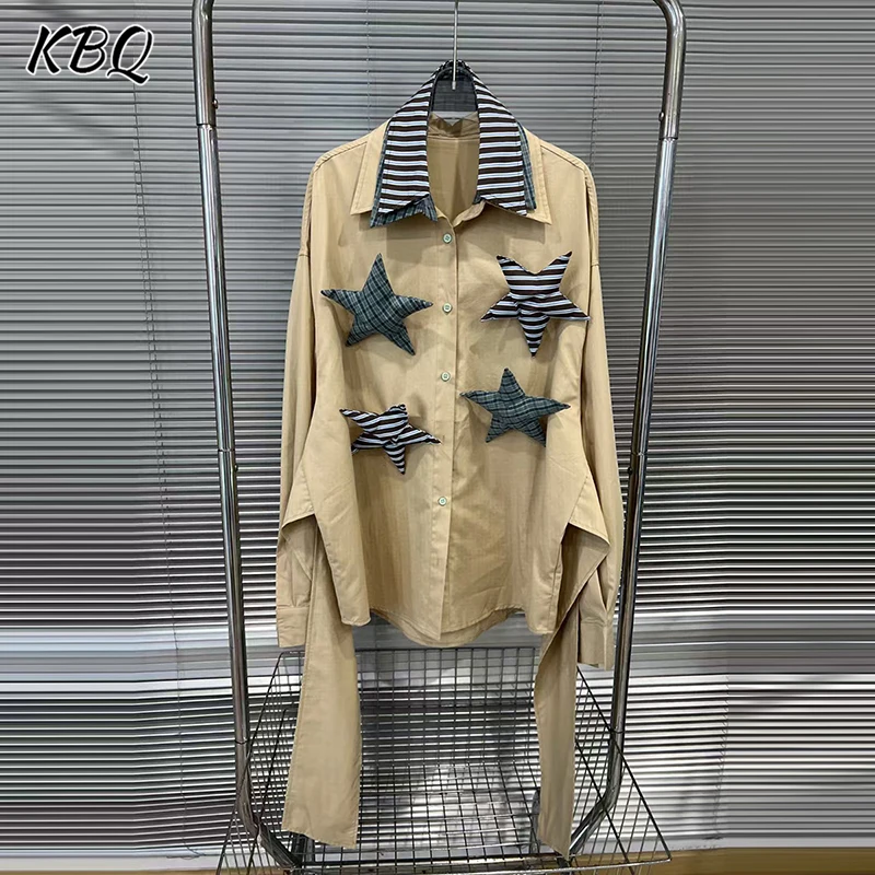 KBQ Hit Color Loose Spliced Star Chic Casual Jackets for Women Lapel Long Sleeve Patchwork Single Breasted Coat Female Fashion
KBQ Hit Color Loose Spliced Star Chic Casual Jackets for Women Lapel Long Sleeve Patchwork Single Breasted Coat Female Fashion