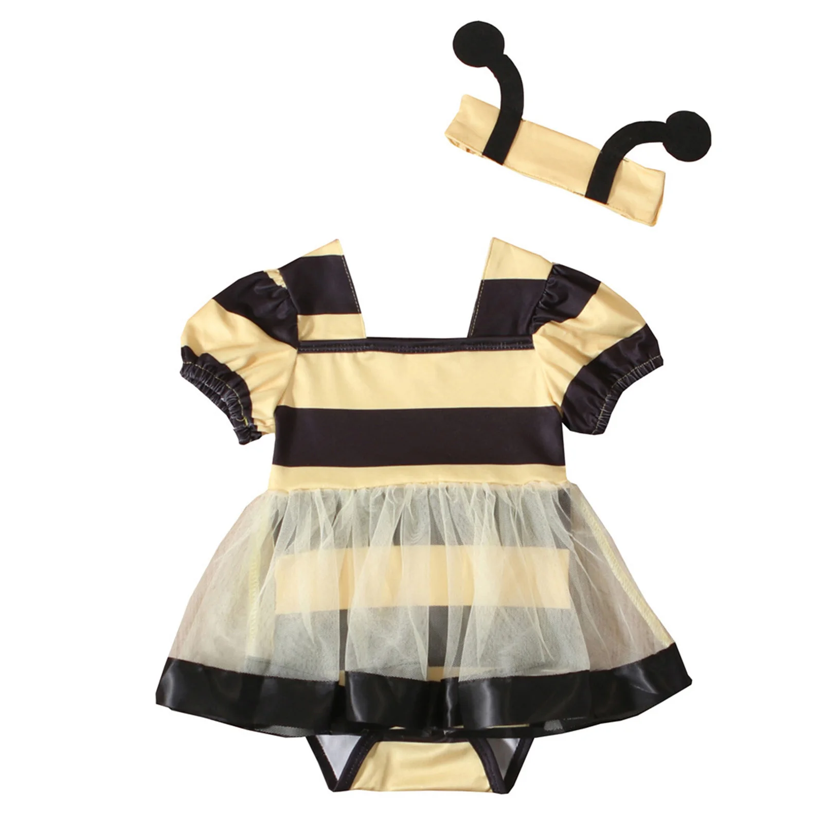 Baby Girls Cute Bee Costume Short Sleeve Tulle Romper Tutu Dress with Headband for Halloween Cosplay Party Birthday Photography
Baby Girls Cute Bee Costume Short Sleeve Tulle Romper Tutu Dress with Headband for Halloween Cosplay Party Birthday Photography