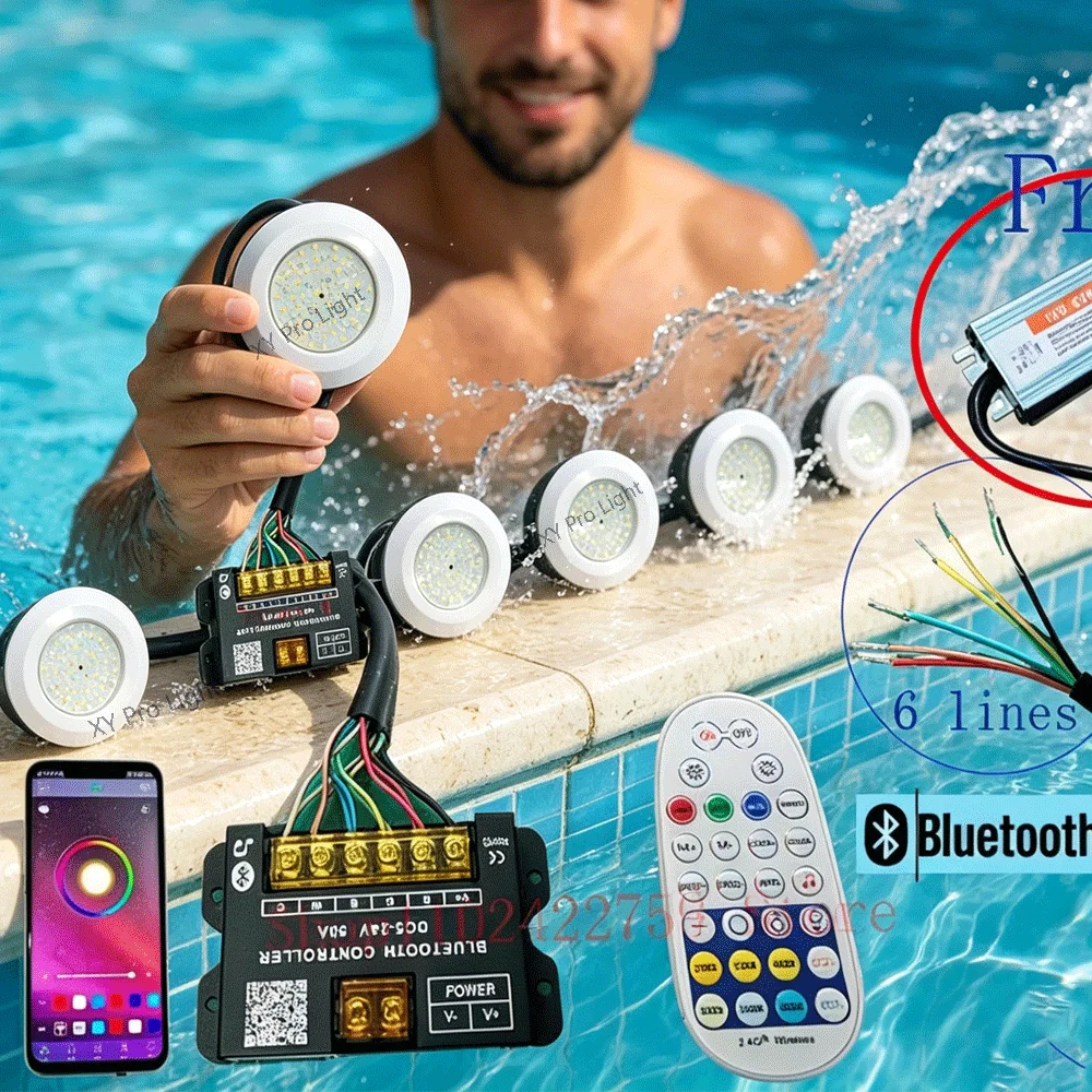 IP68 DC12V 18W RGBCW LED Pool Light 6Lines Bluetooth APP Control Underwater Spotlight Fountain,Landscape,Piscina-Illuminate Lamp
IP68 DC12V 18W RGBCW LED Pool Light 6Lines Bluetooth APP Control Underwater Spotlight Fountain,Landscape,Piscina-Illuminate Lamp