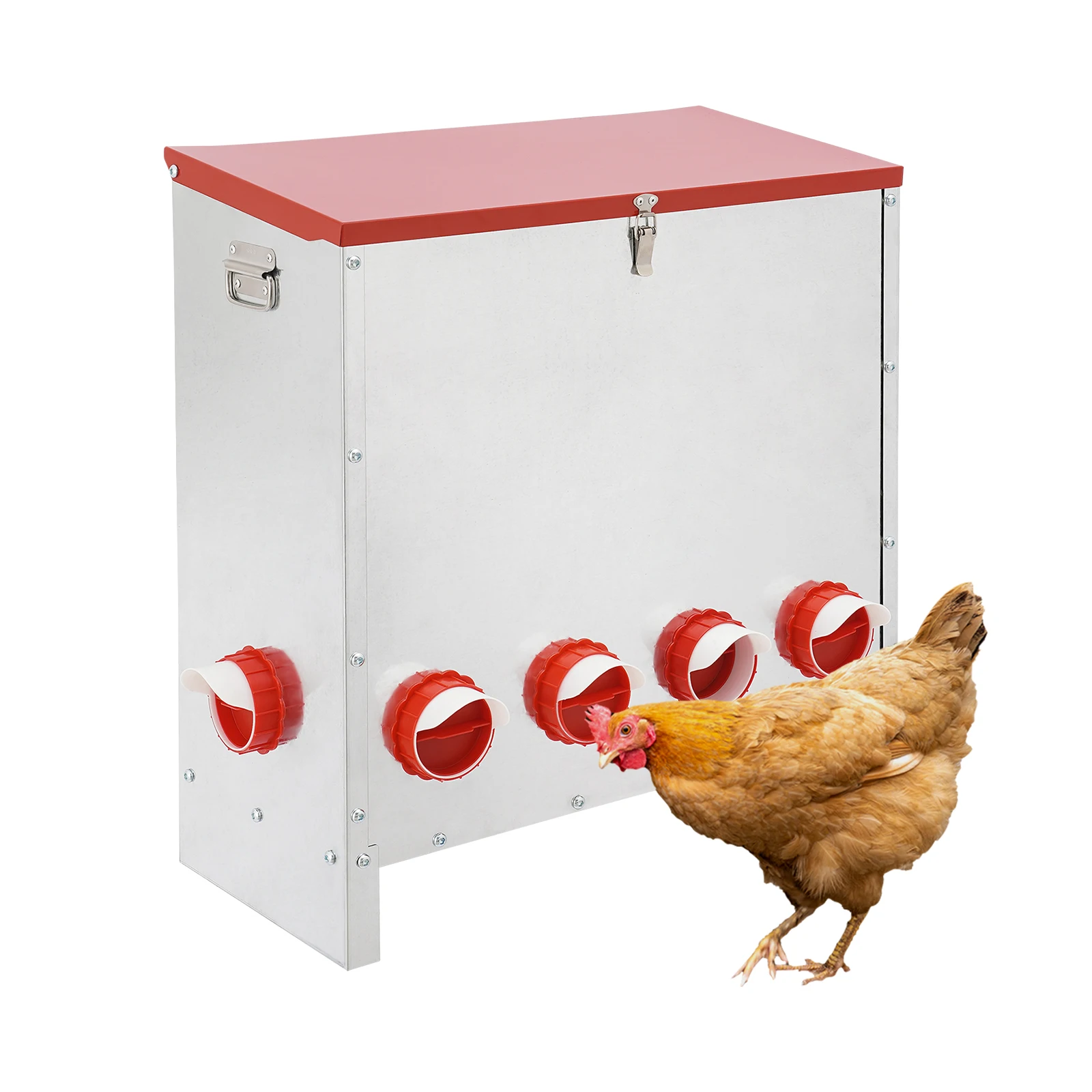 10 Ports Galvanized Metal Chicken Feeder 66.14LBS Large Capacity Poultry Feeder Rodent Proof Weather Resistant Auto Feeder for Chicken Duck Goose Farm
10 Ports Galvanized Metal Chicken Feeder 66.14LBS Large Capacity Poultry Feeder Rodent Proof Weather Resistant Auto Feeder for Chicken Duck Goose Farm