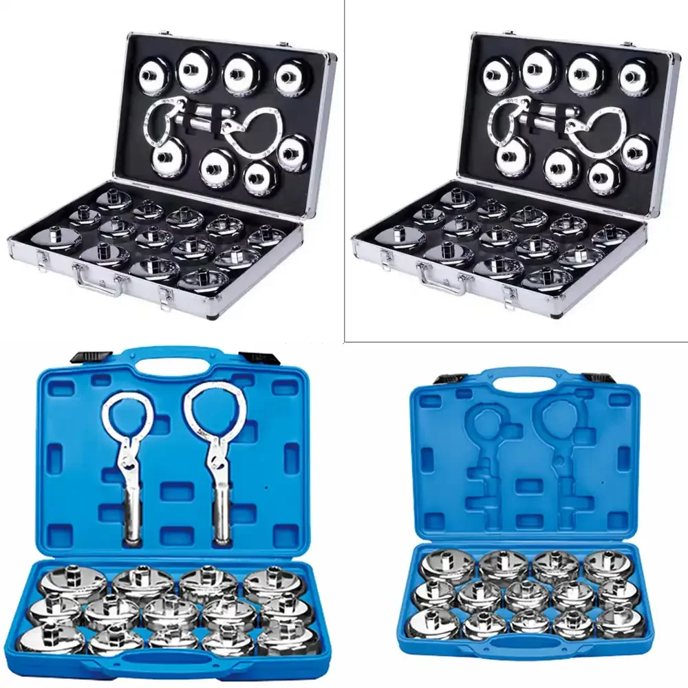 Set of 27pcs Steel Universal Auto Oil Filter Wrench Kit Cap Type Oil Filter Wrench Set Car Filters Spanner Vehicle Repair
Set of 27pcs Steel Universal Auto Oil Filter Wrench Kit Cap Type Oil Filter Wrench Set Car Filters Spanner Vehicle Repair