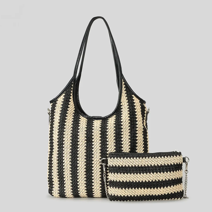 Fashion Striped Pp Straw Women Shoulder Bags Casual Hobos Weave Handbags Designer Summer Beach Underarm Big Tote Bag with Purses
Fashion Striped Pp Straw Women Shoulder Bags Casual Hobos Weave Handbags Designer Summer Beach Underarm Big Tote Bag with Purses