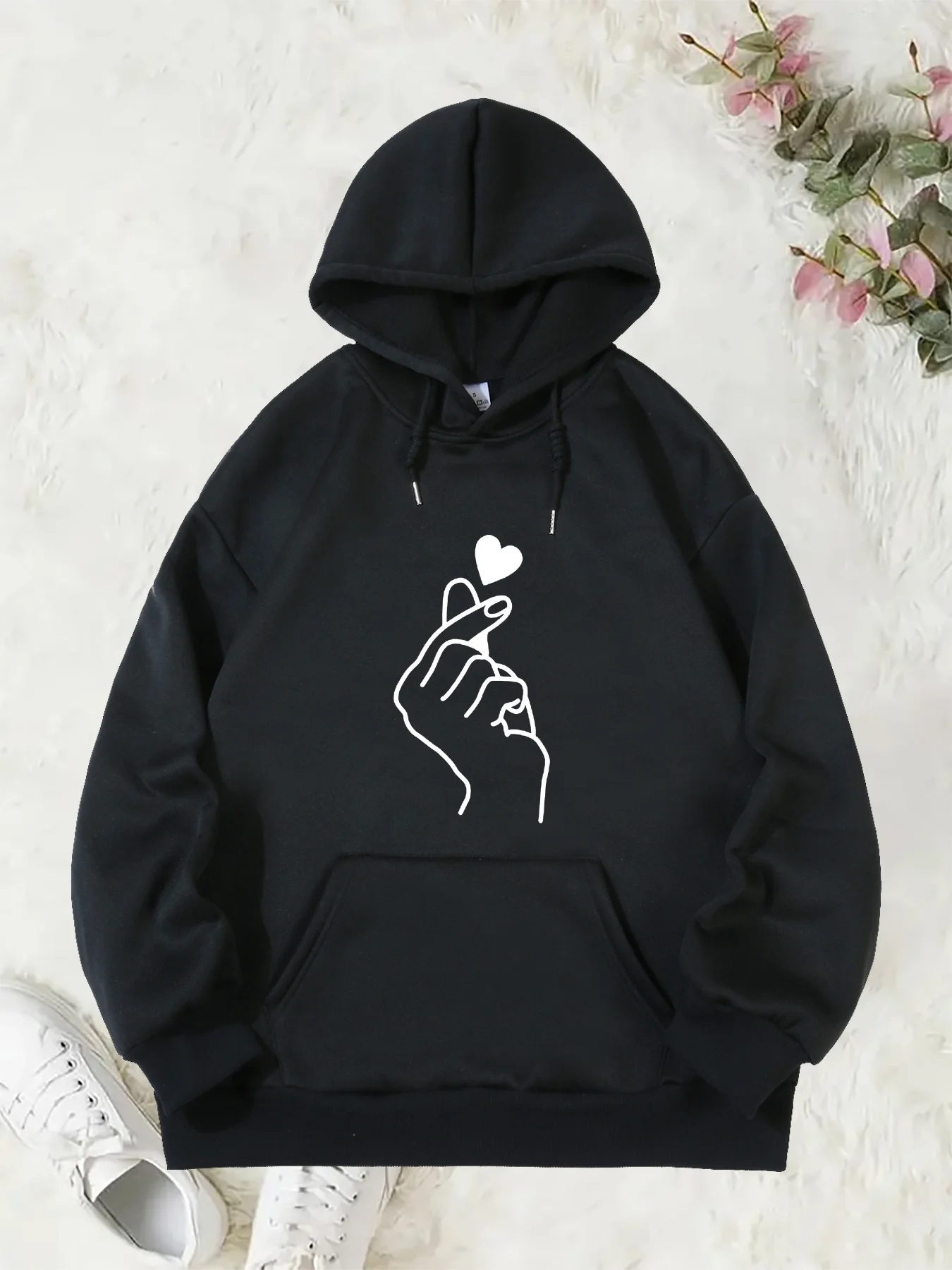 Graphic Print Solid Color Drawstring Hoodie, Pullover Kangaroo Pocket Active Hooded Sweatshirt, Women's Sweatshirts
Graphic Print Solid Color Drawstring Hoodie, Pullover Kangaroo Pocket Active Hooded Sweatshirt, Women's Sweatshirts