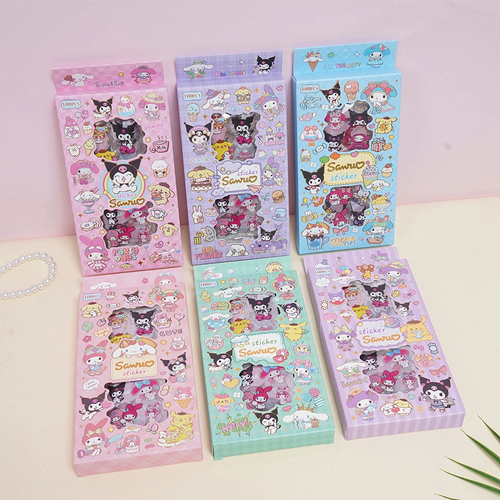 100pcs/box Cute Sanrio Cartoon Stickers Transparent Kuromi Pom Pom Purin Sticker Luggage Notebook Phone Classic Kids Toy Decals
100pcs/box Cute Sanrio Cartoon Stickers Transparent Kuromi Pom Pom Purin Sticker Luggage Notebook Phone Classic Kids Toy Decals