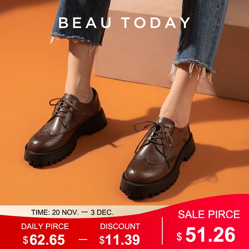BeauToday Brogue Shoes Women Genuine Cow Leather Wintip Round Toe Cross-Tied Thick Sole Ladies Derby Shoes Handmade 21839
BeauToday Brogue Shoes Women Genuine Cow Leather Wintip Round Toe Cross-Tied Thick Sole Ladies Derby Shoes Handmade 21839