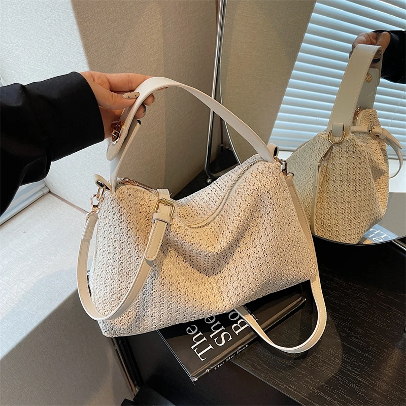 Summer Straw Woven Hobo Bag for Women, Casual Leather Strap Shoulder Crossbody Bag, Lightweight Raffia Handbag for Beach
Summer Straw Woven Hobo Bag for Women, Casual Leather Strap Shoulder Crossbody Bag, Lightweight Raffia Handbag for Beach
