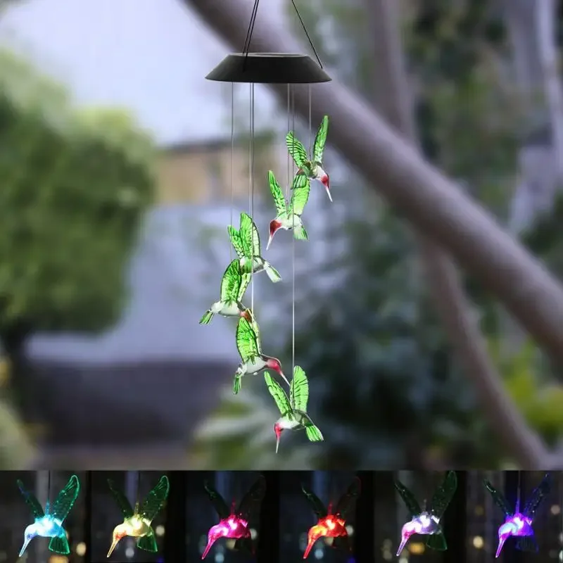Colorful Gradient Solar Wind Chime Light Hummingbird Landscape Light LED Courtyard Garden Decoration Atmosphere Light
Colorful Gradient Solar Wind Chime Light Hummingbird Landscape Light LED Courtyard Garden Decoration Atmosphere Light