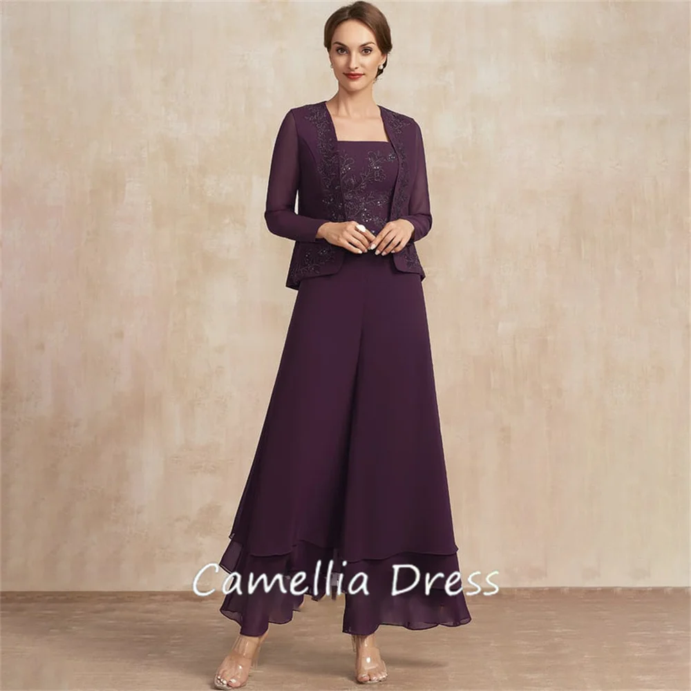New Square Neck Mother Of The Bride Dress Jumpsuit Ankle-Length Chiffon Lace Formal Dresses Vestidos Mae Da Noiva Casamentos
New Square Neck Mother Of The Bride Dress Jumpsuit Ankle-Length Chiffon Lace Formal Dresses Vestidos Mae Da Noiva Casamentos