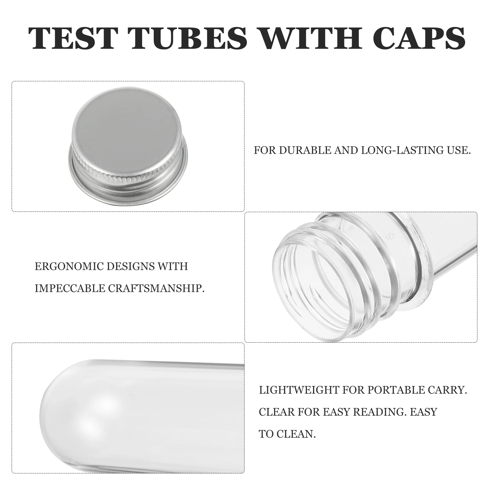 20 Pcs Test Tubes Plastic Clear Refillable Containers Bath Salts Candy Long Lasting Lightweight Portable Easy Clean Tube Bottle
20 Pcs Test Tubes Plastic Clear Refillable Containers Bath Salts Candy Long Lasting Lightweight Portable Easy Clean Tube Bottle