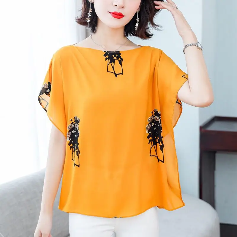 Summer Fashion Printing Chiffon Slash Neck Batwing Sleeve Blouse Women Clothes Simplicity Patchwork Loose Pullover Shirts Tops
Summer Fashion Printing Chiffon Slash Neck Batwing Sleeve Blouse Women Clothes Simplicity Patchwork Loose Pullover Shirts Tops