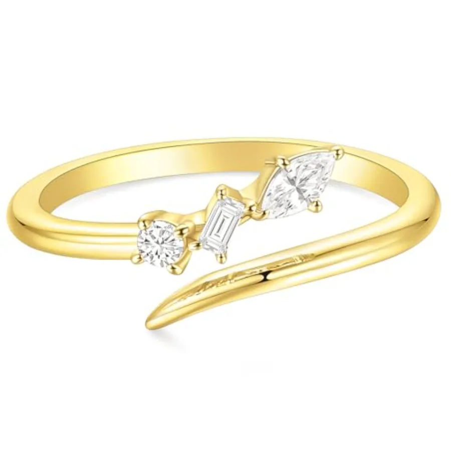 TIGRADE 14k Plated Open Rings Dainty Baguette Marquise Round Cubic Zirconia Stackable Ring for Women Size 3
TIGRADE 14k Plated Open Rings Dainty Baguette Marquise Round Cubic Zirconia Stackable Ring for Women Size 3
