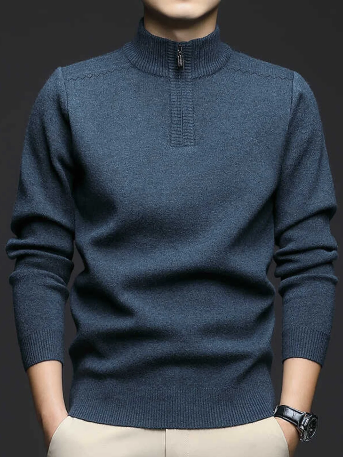 Мужской модный городской свитер из утолщенной шерсти с воротником-стойкой на молнии, осень-зима 2024, в стиле «папин стиль»
Мужской модный городской свитер из утолщенной шерсти с воротником-стойкой на молнии, осень-зима 2024, в стиле «папин стиль»