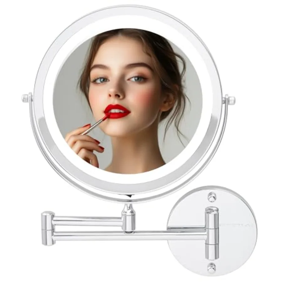 Wall Mounted Lighted Makeup Mirror, 9" Double Sided 1X/10X Magnifying Vanity Mirror for Bathroom with LED Lights, Cordless, 360
Wall Mounted Lighted Makeup Mirror, 9" Double Sided 1X/10X Magnifying Vanity Mirror for Bathroom with LED Lights, Cordless, 360