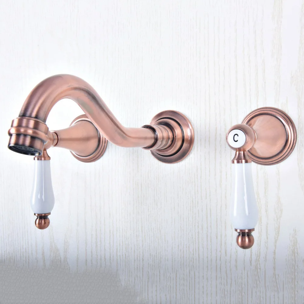 Antique Red Copper Two Ceramic Handle Wall Mount 3 Hole Widespread Bathroom Lavatory Vessel Basin Faucet Sink Mixer Tap dsf507
Antique Red Copper Two Ceramic Handle Wall Mount 3 Hole Widespread Bathroom Lavatory Vessel Basin Faucet Sink Mixer Tap dsf507