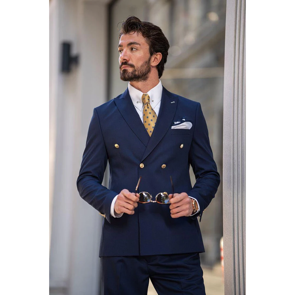 Navy Blue Double Breasted Men Suit Two Pieces(Jacket+Pants) Lapel Outfits Chic Casual Party Prom Wedding Set
Navy Blue Double Breasted Men Suit Two Pieces(Jacket+Pants) Lapel Outfits Chic Casual Party Prom Wedding Set