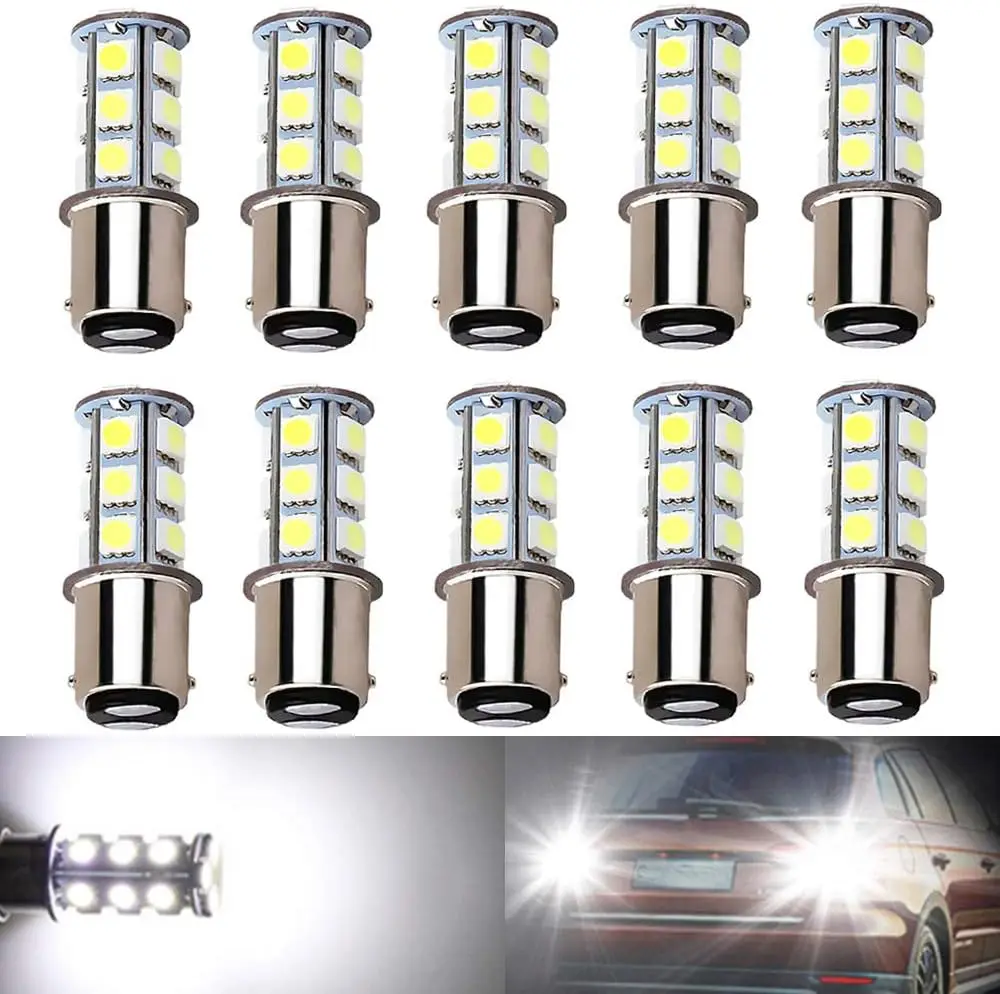 10-Pack 6500K White 1157 2057 2357 7528 BAY15D LED Bulbs 5050 18-SMD Replacement Lamps for 12V Interior RV Camper Trailer Lighti
10-Pack 6500K White 1157 2057 2357 7528 BAY15D LED Bulbs 5050 18-SMD Replacement Lamps for 12V Interior RV Camper Trailer Lighti