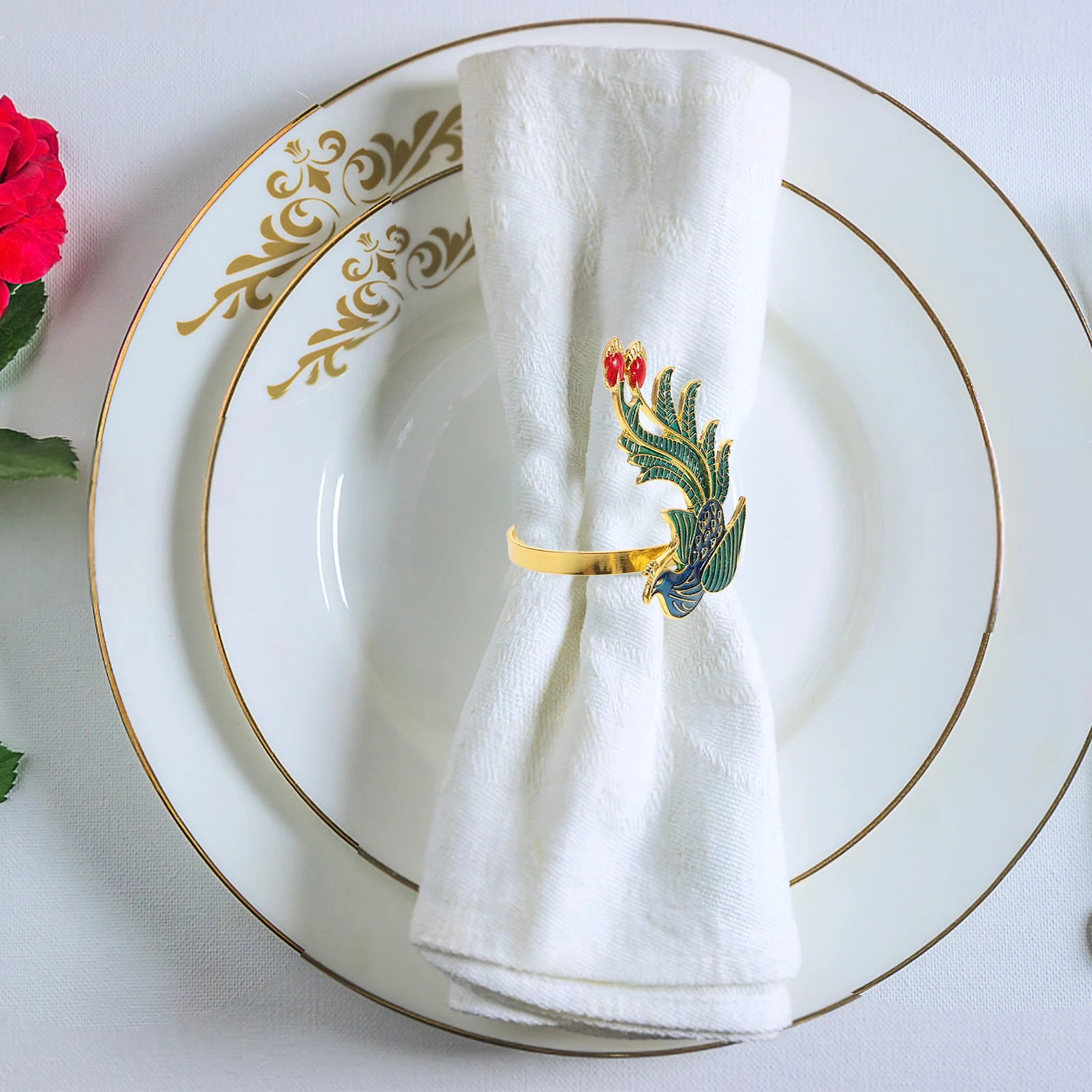 6pcs Exquisite Alloy Phoenix Pattern Elegant Table Decoration Wedding Party Favors Holiday Decor Serviette Rings Dining Napkin
6pcs Exquisite Alloy Phoenix Pattern Elegant Table Decoration Wedding Party Favors Holiday Decor Serviette Rings Dining Napkin