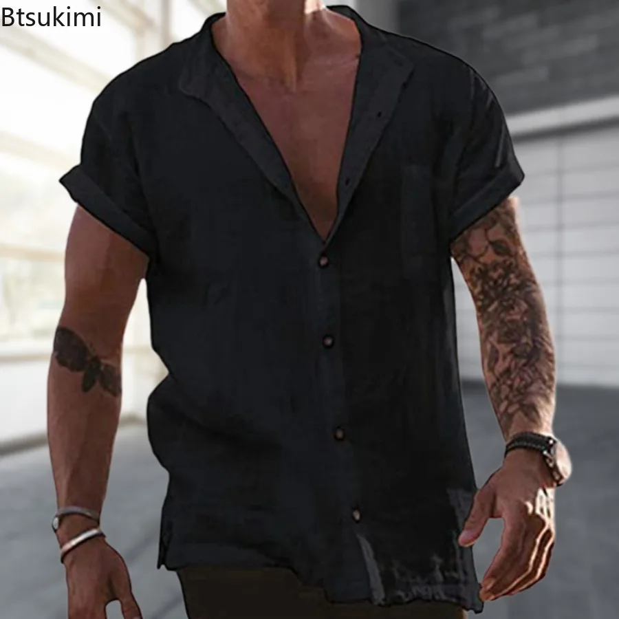 Summer New Men's Clothing Fashion Solid Cotton Linen Short Sleeve Shirt Men Casual Business Stand Collar Shirt Loose Thin Blouse
Summer New Men's Clothing Fashion Solid Cotton Linen Short Sleeve Shirt Men Casual Business Stand Collar Shirt Loose Thin Blouse