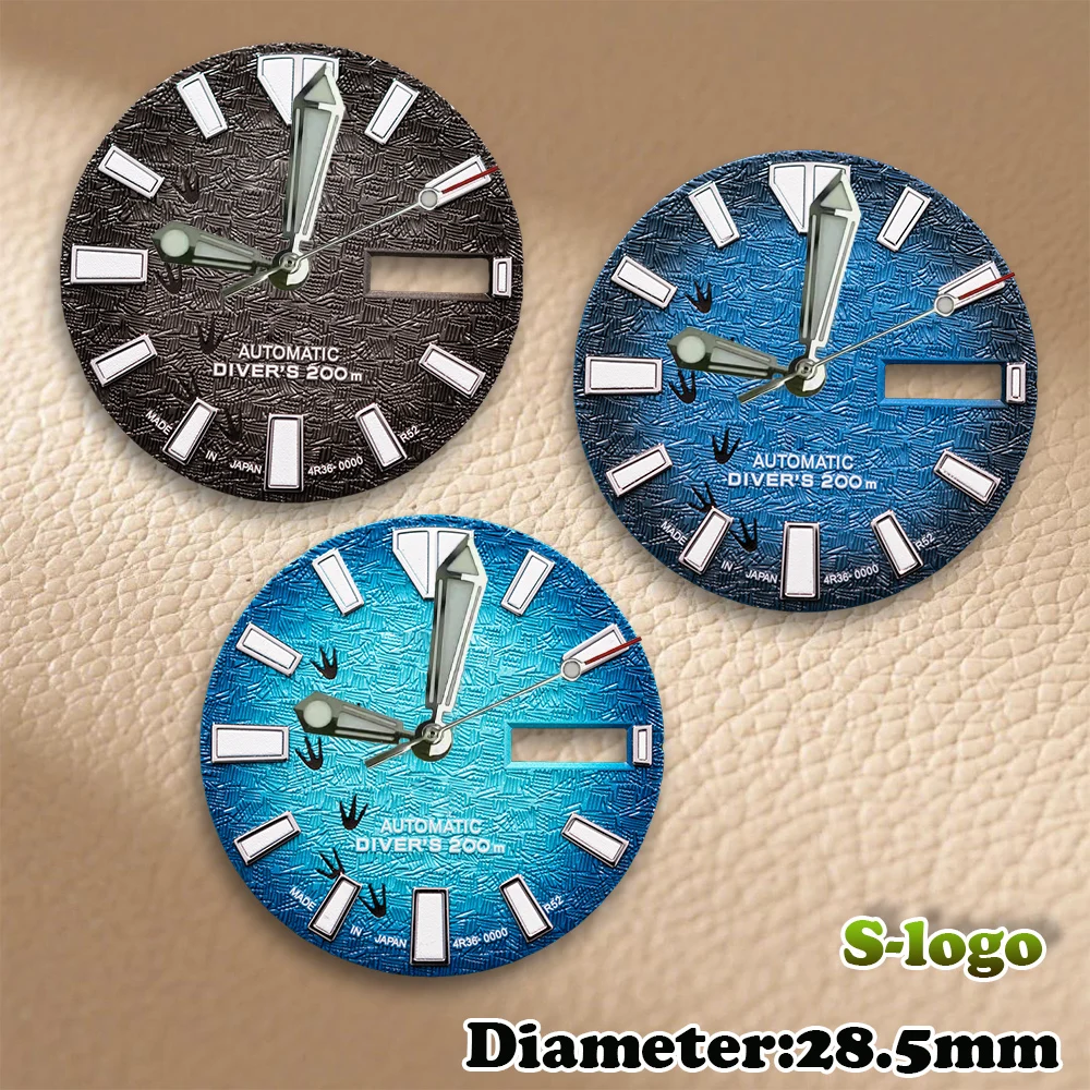 S Logo 28.5mm 3D footprints Stripe Dial NH36/NH35 Movements C3 Green Luminous Watches for men Watch Modification Accessories
S Logo 28.5mm 3D footprints Stripe Dial NH36/NH35 Movements C3 Green Luminous Watches for men Watch Modification Accessories