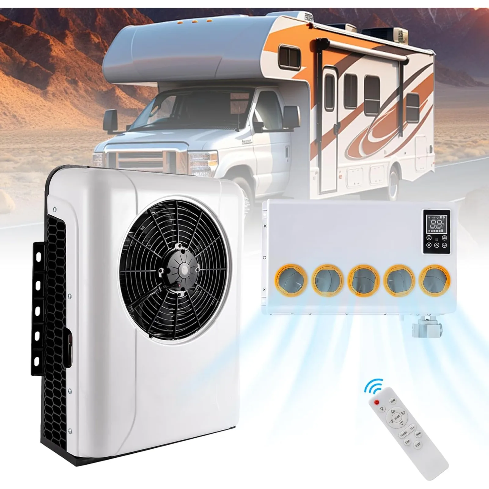 6800BTU 12V DC Split Parking Air Conditioner for RV Truck Van Forklift Excavator Crane Construction Vehicle(Cab Within 6㎡/64ft²)
6800BTU 12V DC Split Parking Air Conditioner for RV Truck Van Forklift Excavator Crane Construction Vehicle(Cab Within 6㎡/64ft²)