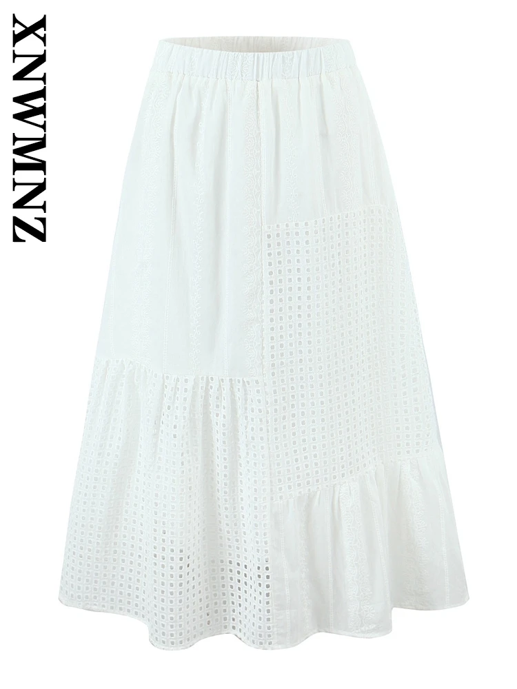 XNWMNZ 2025 Summer New Woman's Minimalist Bottoms High Waist Elegant Lady Midi Skirt Ruffles Regular Fit A-lineskirt Hollow Out
XNWMNZ 2025 Summer New Woman's Minimalist Bottoms High Waist Elegant Lady Midi Skirt Ruffles Regular Fit A-lineskirt Hollow Out
