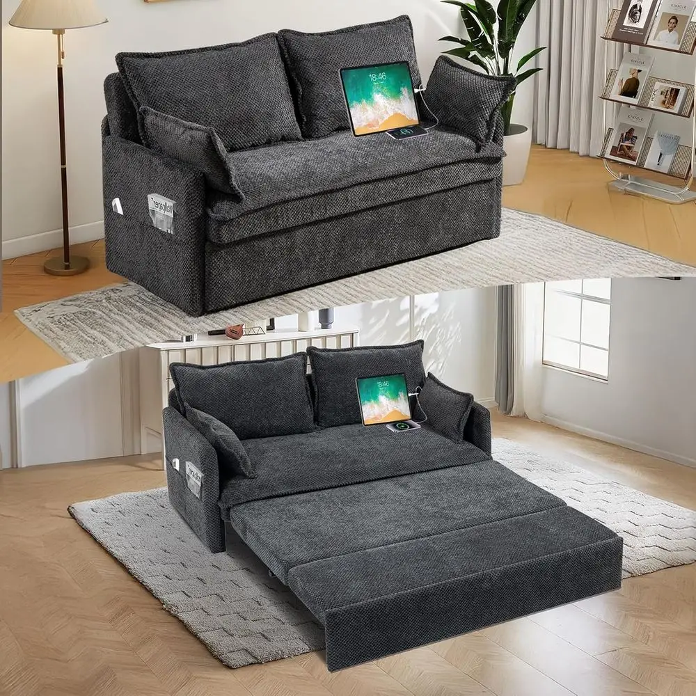 Convertible Sofa Bed - Queen Size, 60 Corduroy Pull-Out Couch with Side Pocket, Loveseat Sofa with USB/Type-C Ports, Sleeper Sof
Convertible Sofa Bed - Queen Size, 60 Corduroy Pull-Out Couch with Side Pocket, Loveseat Sofa with USB/Type-C Ports, Sleeper Sof