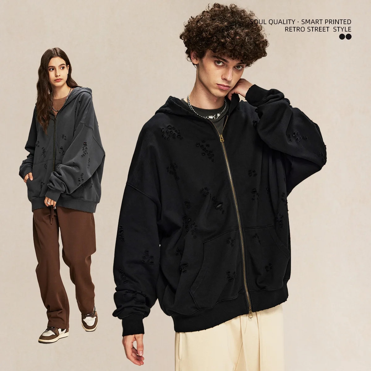 Ripped Zip Up Hoodie for Men Fashion Sweatshirt Streetwear Unisex Autumn Winter New 2024
Ripped Zip Up Hoodie for Men Fashion Sweatshirt Streetwear Unisex Autumn Winter New 2024
