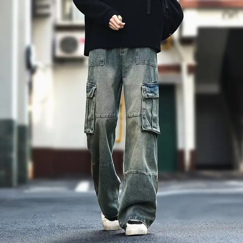 Мужская рабочая одежда в стиле ретро, джинсовые брюки с крупными кетами, прямые брюки, свободный крой, повседневные прямые джинсы в стиле хип-хоп
Мужская рабочая одежда в стиле ретро, джинсовые брюки с крупными кетами, прямые брюки, свободный крой, повседневные прямые джинсы в стиле хип-хоп