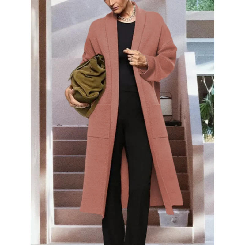 European and American New Solid Color Casual Pocket Cardigan Long plus Size Women's Clothes Autumn and Winter Knitting Coat
European and American New Solid Color Casual Pocket Cardigan Long plus Size Women's Clothes Autumn and Winter Knitting Coat